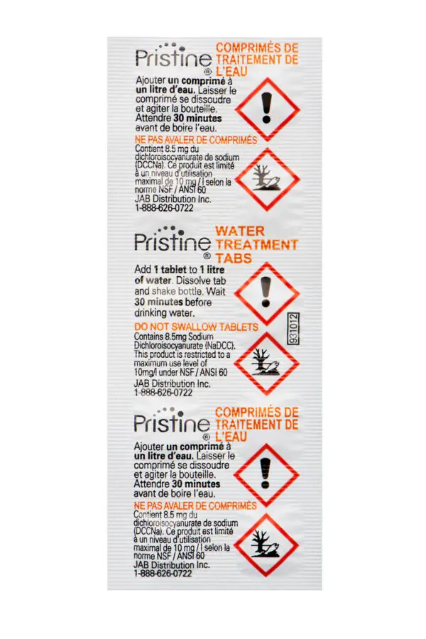 Comprimés Pristine Petit Format - 1 L / Comprimé  Traitement de l'eau 0057